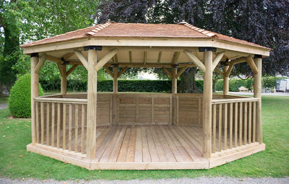 5.1m Premium Oval Wooden Gazebo with Cedar Roof