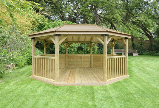 5.1m Premium Oval Wooden Gazebo with Timber Roof