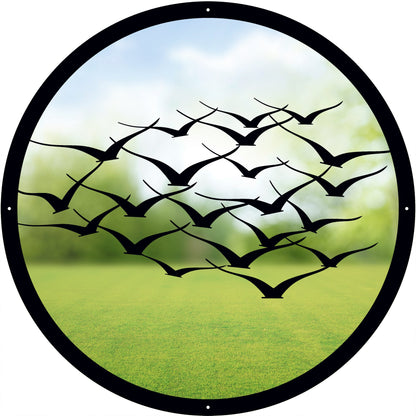 SunCatcher Garden Mirror Round Flock of Birds