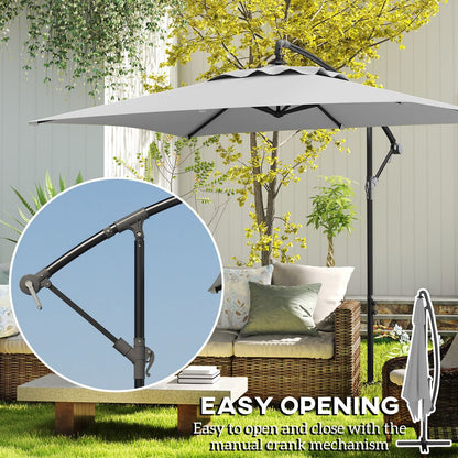 Outsunny 3 m Cantilever Parasol with Cross Base, Crank Handle