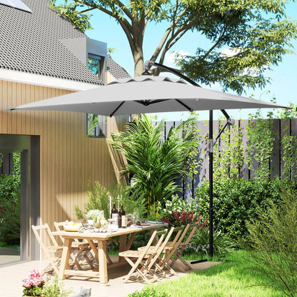 Outsunny 3 m Cantilever Parasol with Cross Base, Crank Handle