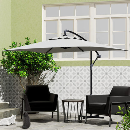 Outsunny 3 m Cantilever Parasol with Cross Base, Crank Handle
