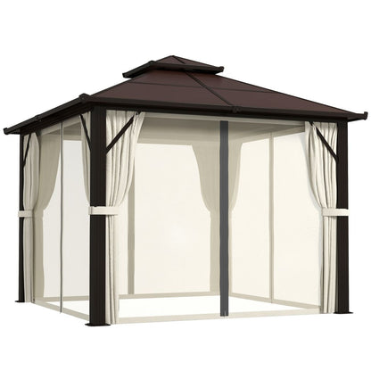 Outsunny 3x3(m) Polycarbonate Hardtop Gazebo with Aluminium Frame