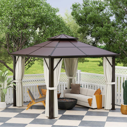 Outsunny 3x3(m) Polycarbonate Hardtop Gazebo with Aluminium Frame