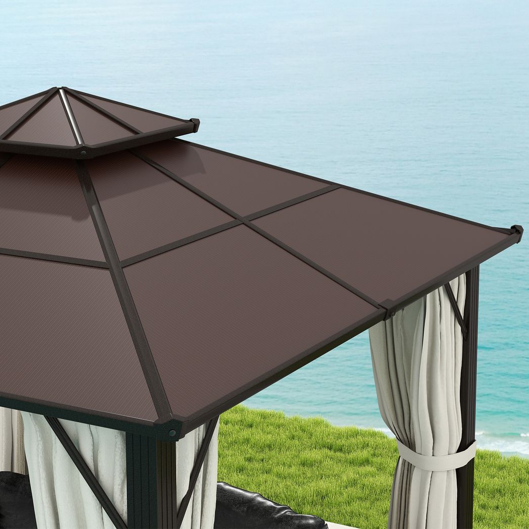 Outsunny 3x3(m) Polycarbonate Hardtop Gazebo with Aluminium Frame