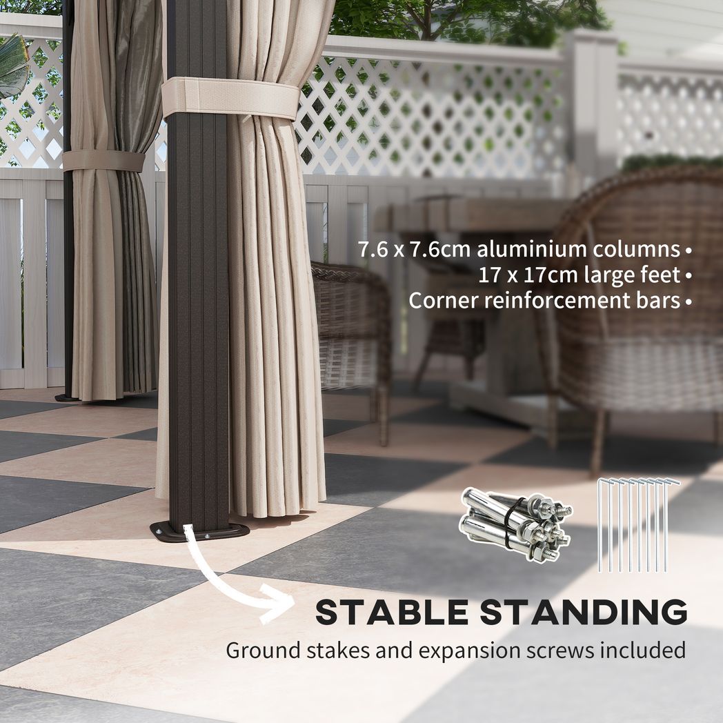 Outsunny 3x4m Polycarbonate Hardtop Gazebo with Aluminium Frame