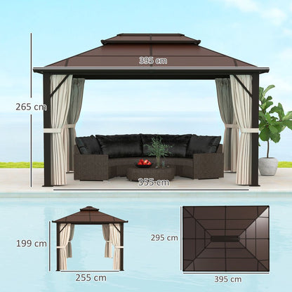 Outsunny 3x4m Polycarbonate Hardtop Gazebo with Aluminium Frame