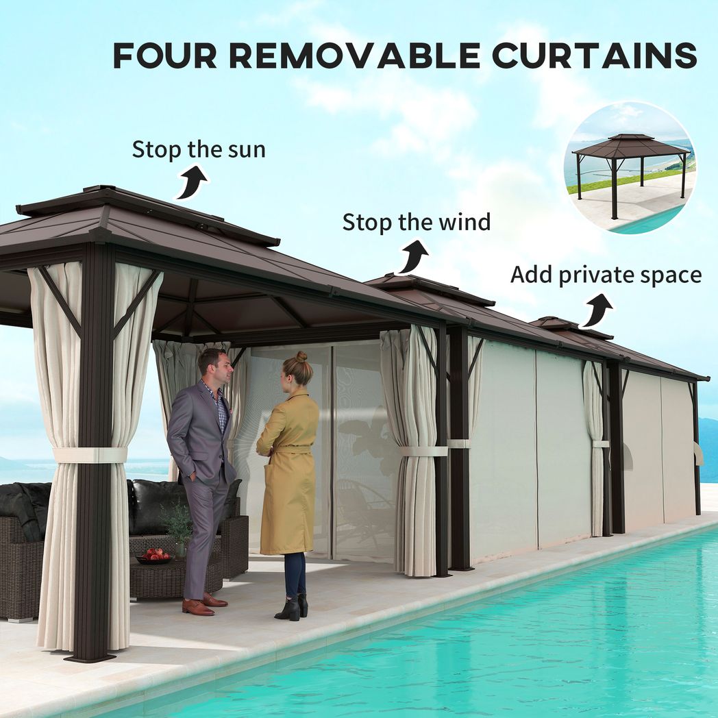 Outsunny 3x4m Polycarbonate Hardtop Gazebo with Aluminium Frame