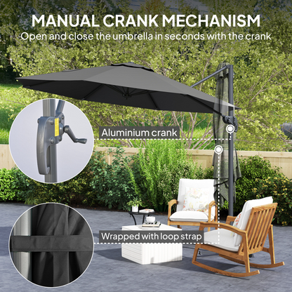 Outsunny 3 x 3(m) Cantilever Parasol Garden Umbrella with Cross Base