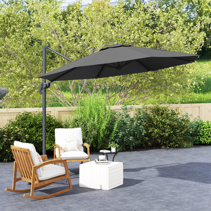 Outsunny 3 x 3(m) Cantilever Parasol Garden Umbrella with Cross Base