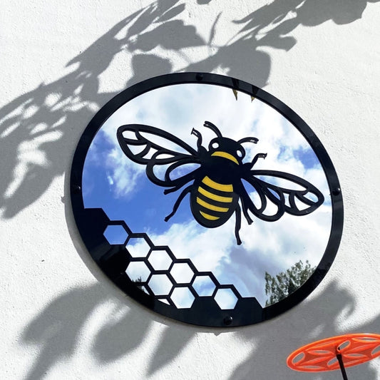 SunCatcher Garden Mirror Round Yellow Honey Bee Range of Sizes