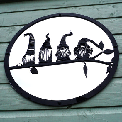 SunCatcher Garden Mirror Round Four Friendly Gonks Range of Sizes