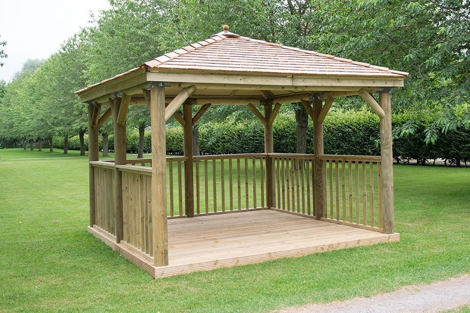 3.5m Premium Square Wooden Gazebo with Cedar Roof