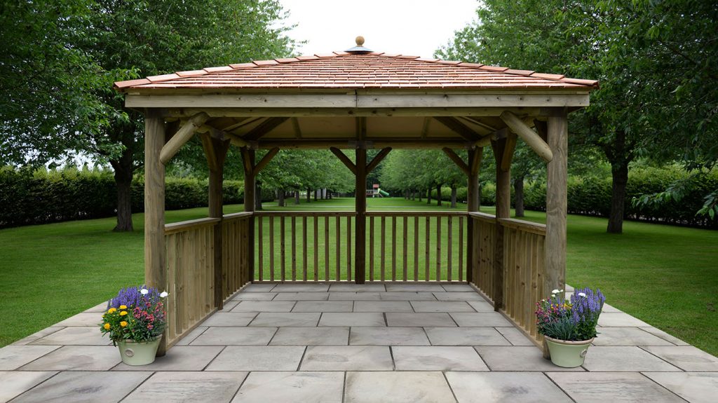 3.5m Premium Square Wooden Gazebo with Cedar Roof
