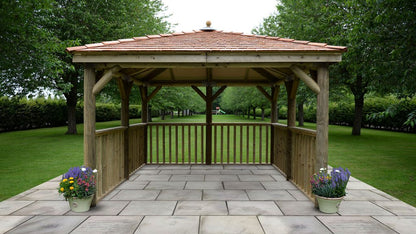 3.5m Premium Square Wooden Gazebo with Cedar Roof