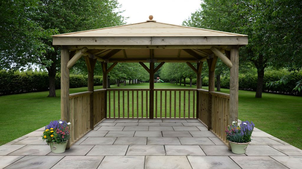 3.5m Premium Square Wooden Gazebo with Timber Roof