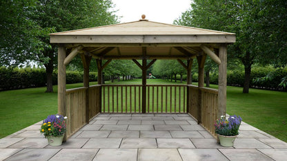 3.5m Premium Square Wooden Gazebo with Timber Roof