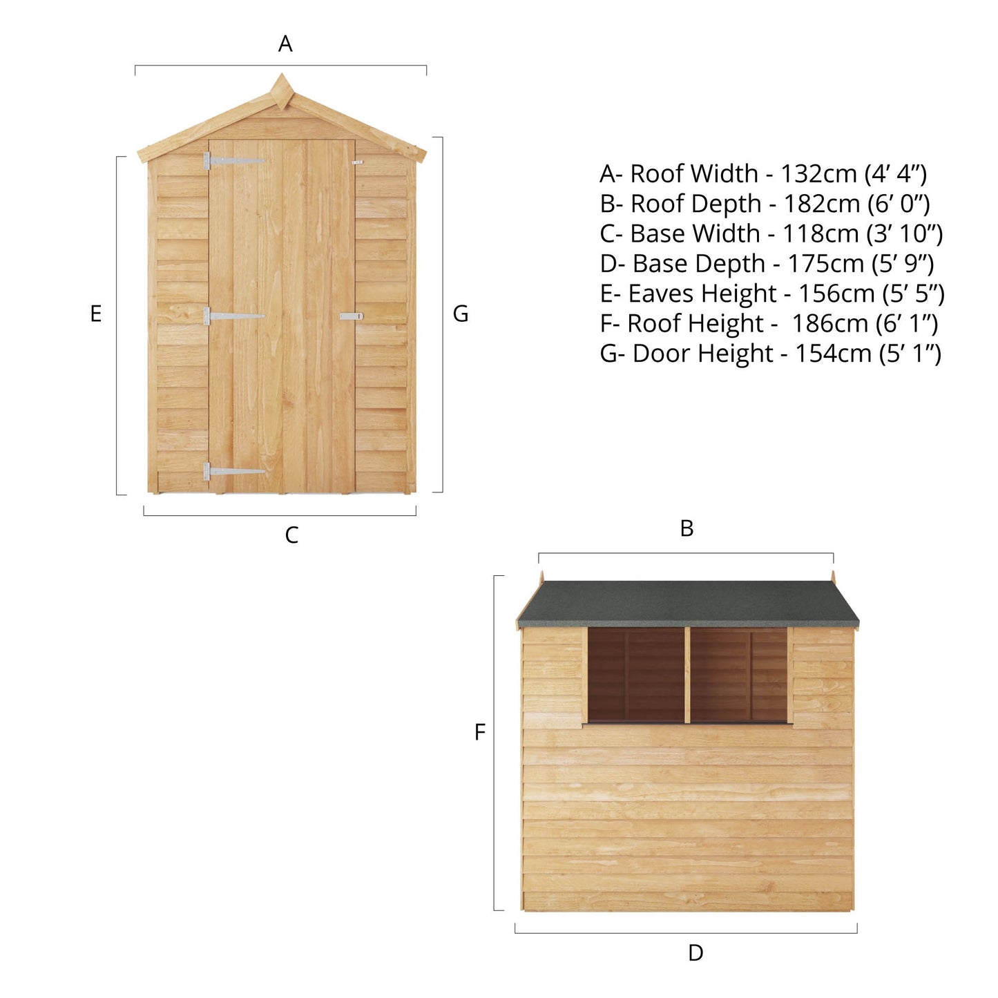 Overlap Apex Shed 6'x4'