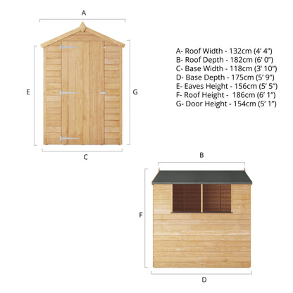Overlap Apex Shed 6'x4'