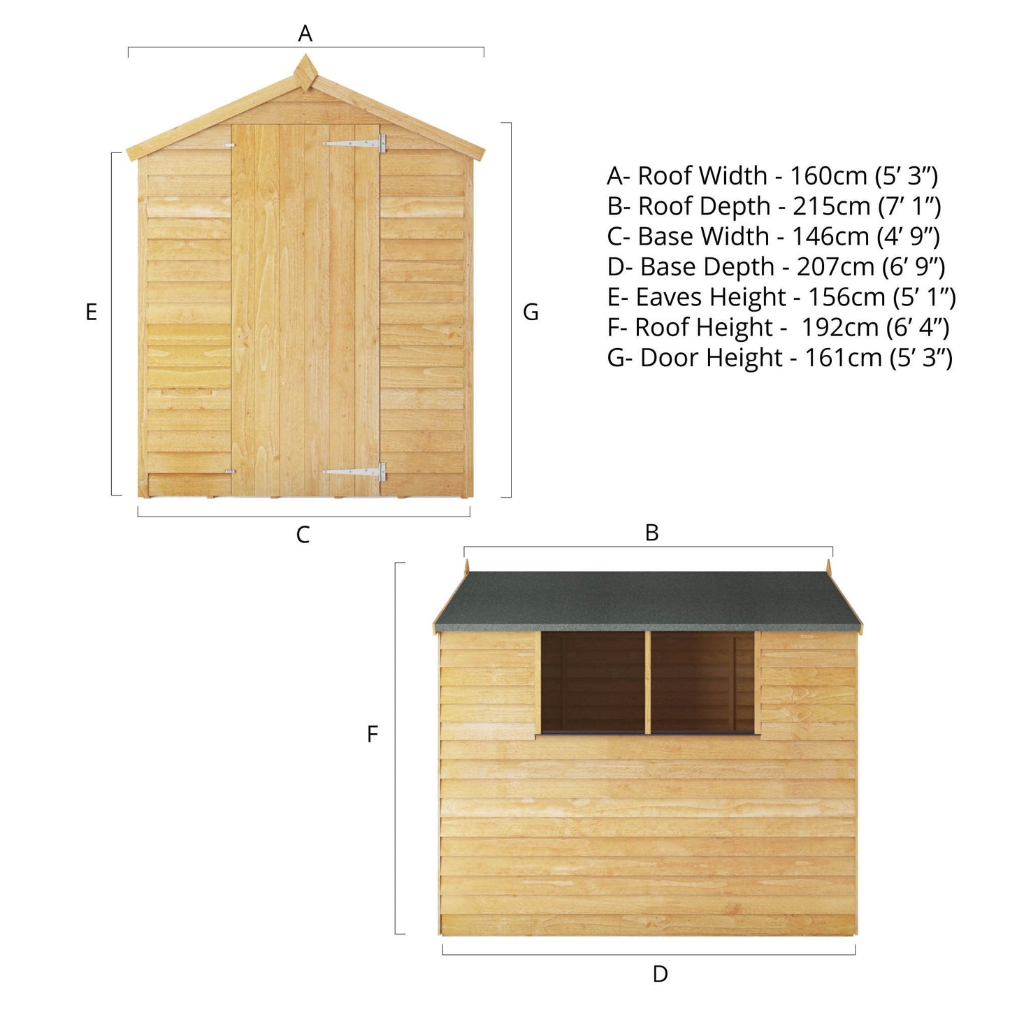Overlap Apex Shed 7'x5'