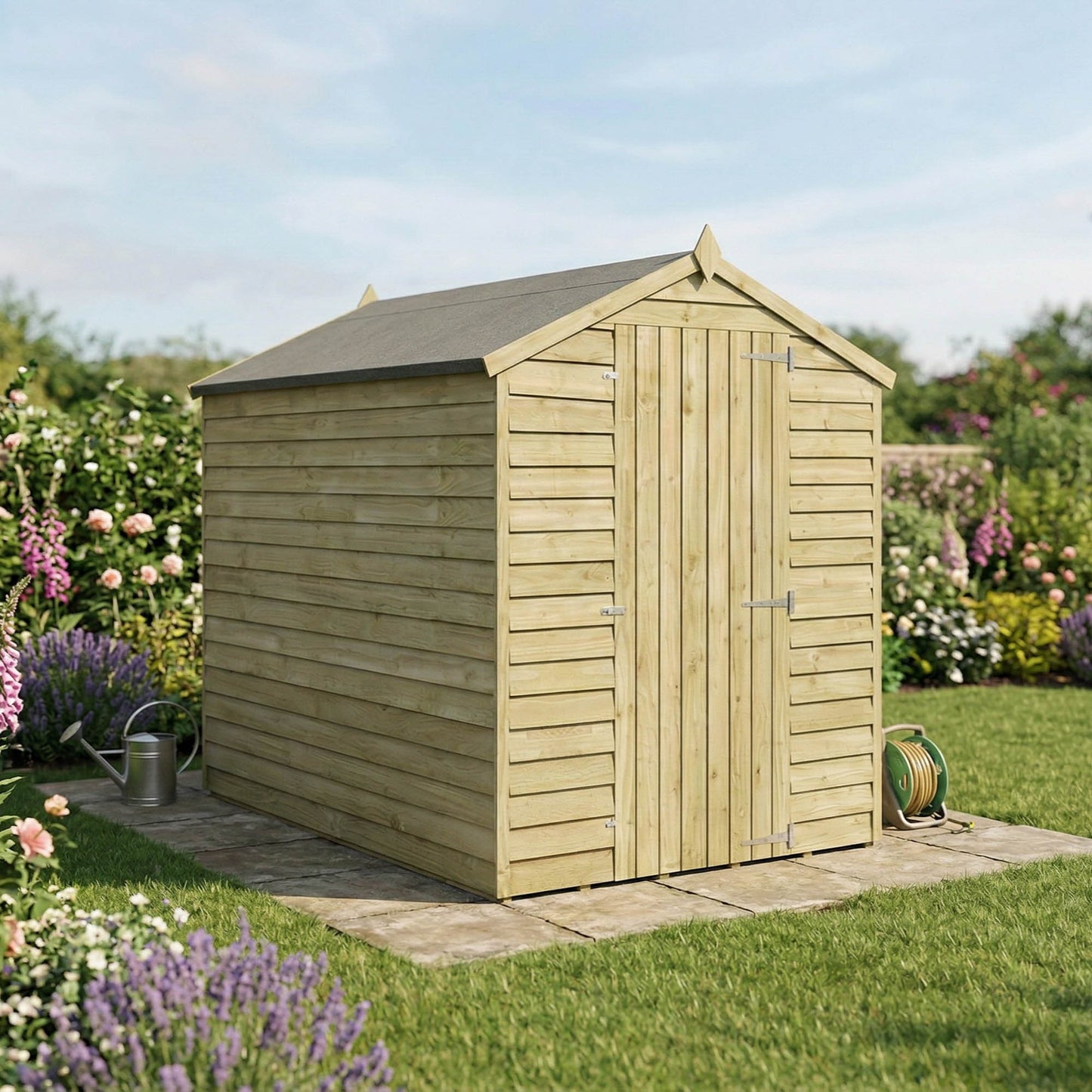 Overlap Apex Shed - Windowless 7'x5' - Taylors Garden Buildings (view 1)