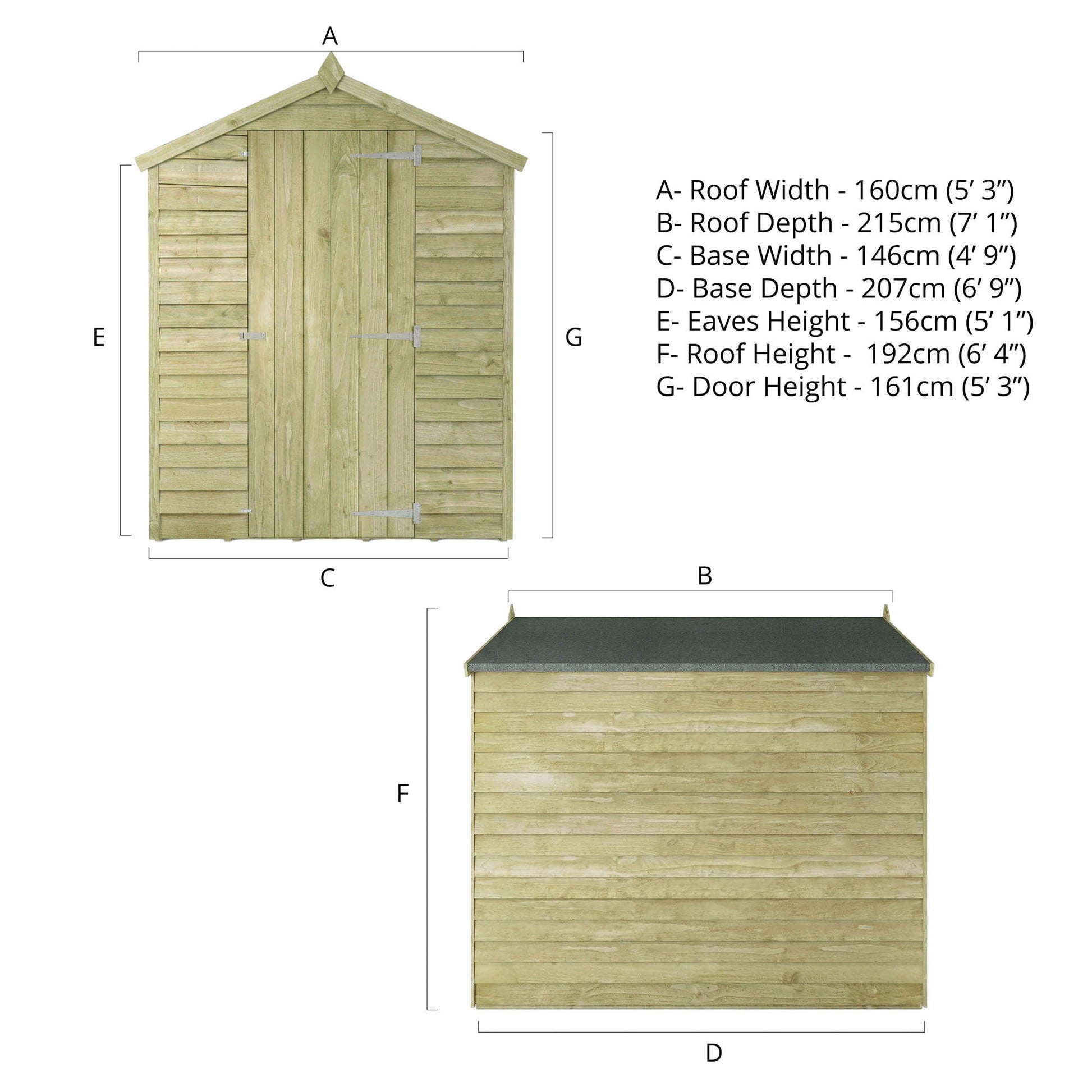 Overlap Apex Shed - Windowless 7'x5' - Taylors Garden Buildings (view 10)