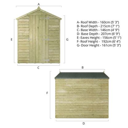 Overlap Apex Shed - Windowless 7'x5' - Taylors Garden Buildings (view 10)