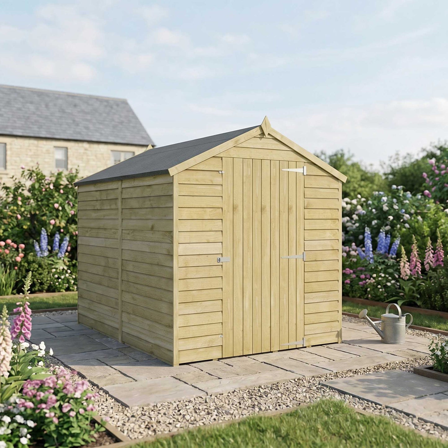 Overlap Apex Shed - Single Door Windowless 8'x6'