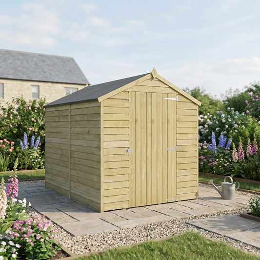 Overlap Apex Shed - Single Door Windowless 8'x6'