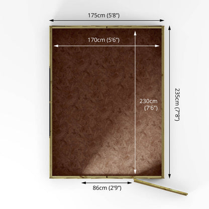 Overlap Apex Shed - Single Door Windowless 8'x6'