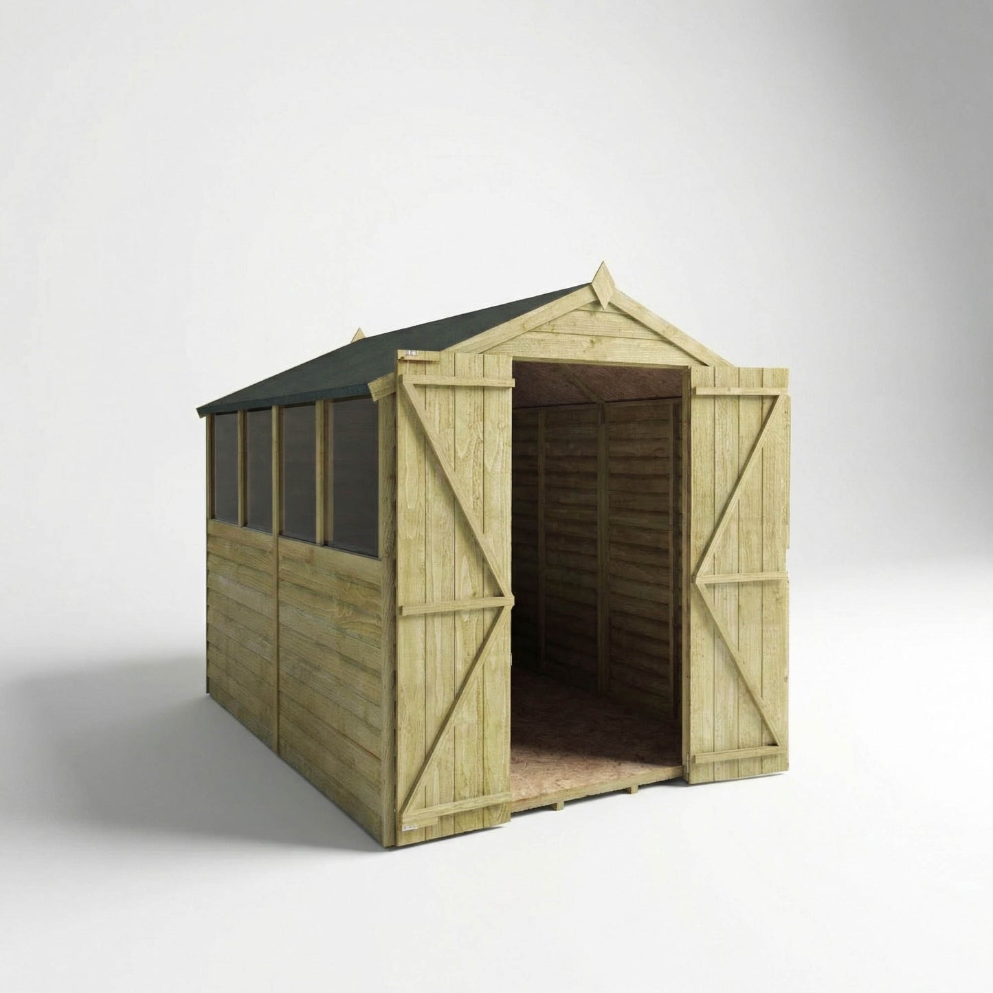Overlap Apex Shed - Double Door 8'x6'