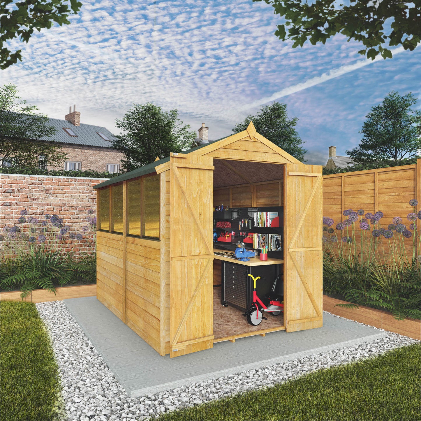 Overlap Apex Shed - Double Door 8'x6'