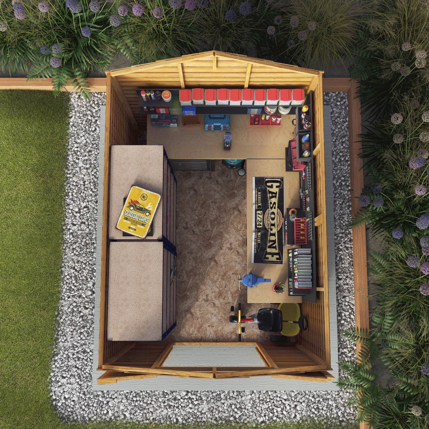 Overlap Apex Shed - Double Door Windowless 8'x6'