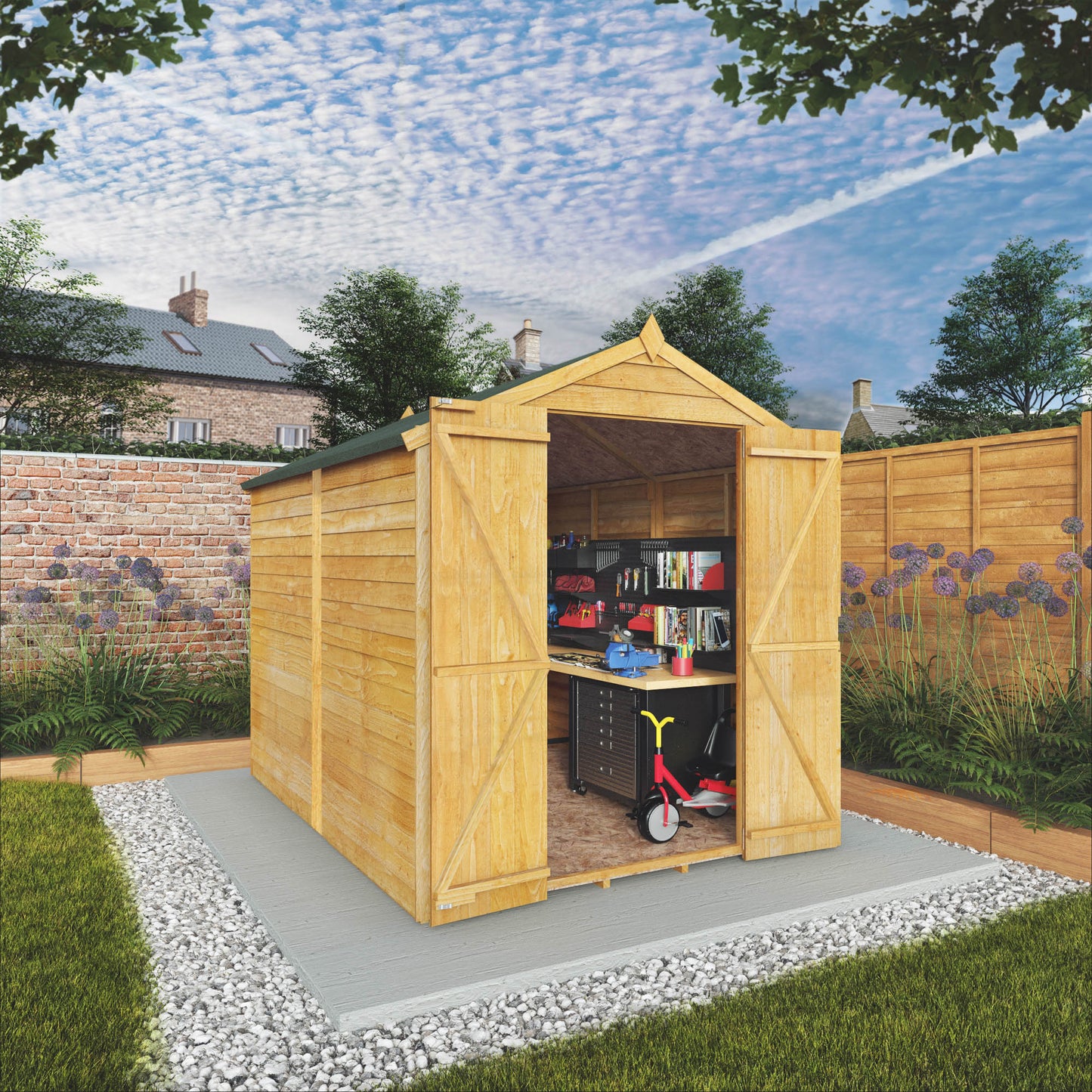 Overlap Apex Shed - Double Door Windowless 8'x6'