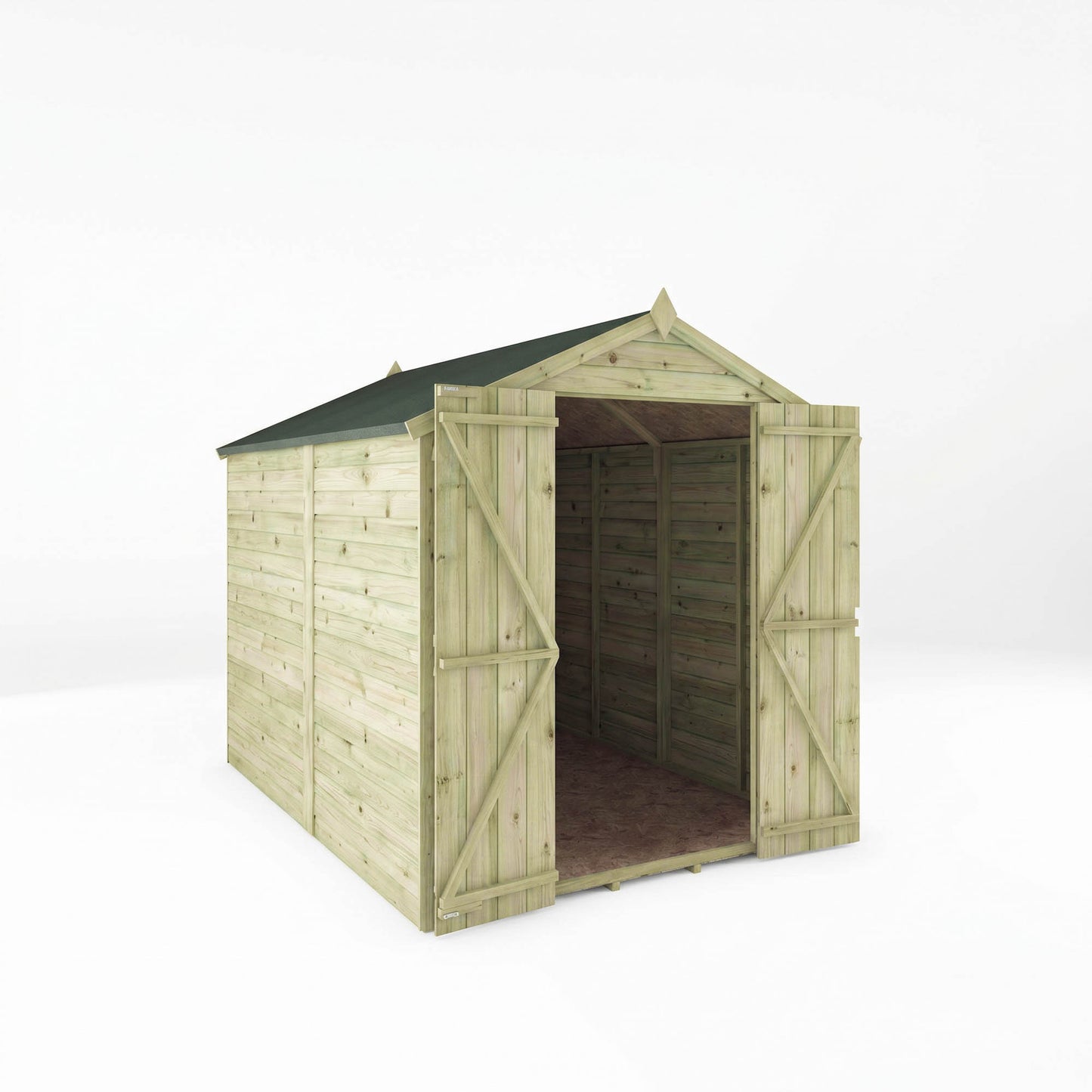 Overlap Apex Shed - Double Door Windowless 8'x6' - Taylors Garden Buildings (view 4)