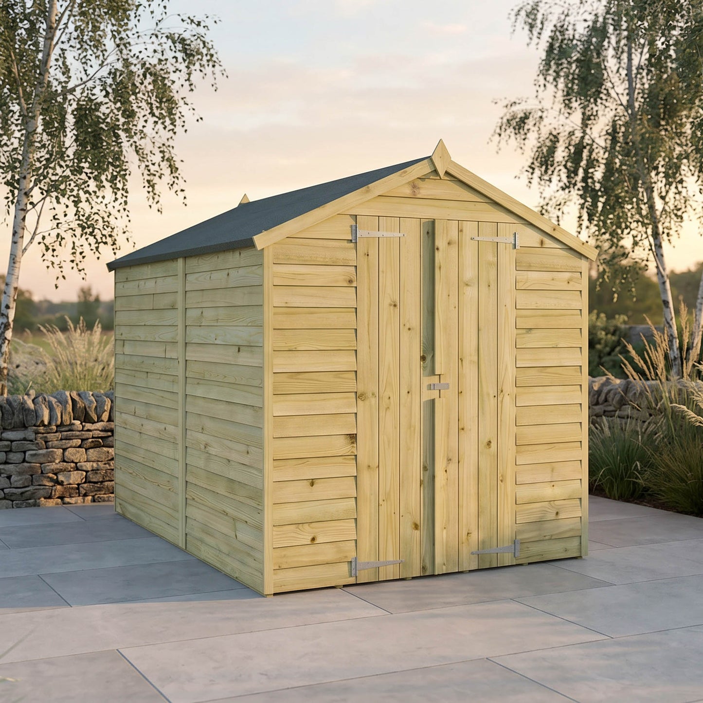 Overlap Apex Shed - Double Door Windowless 8'x6' - Taylors Garden Buildings (view 2)