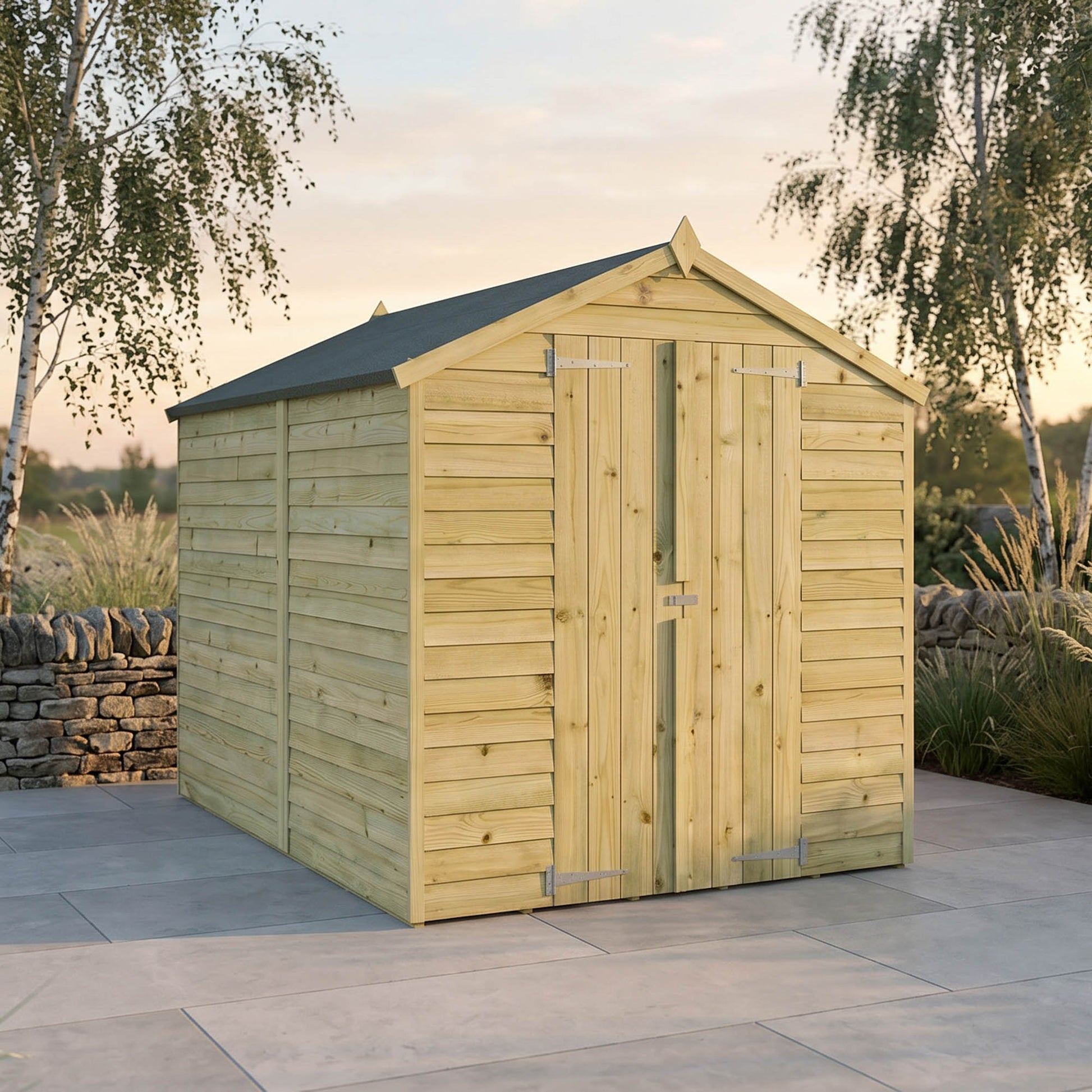 Overlap Apex Shed - Double Door Windowless 8'x6' - Taylors Garden Buildings (view 2)