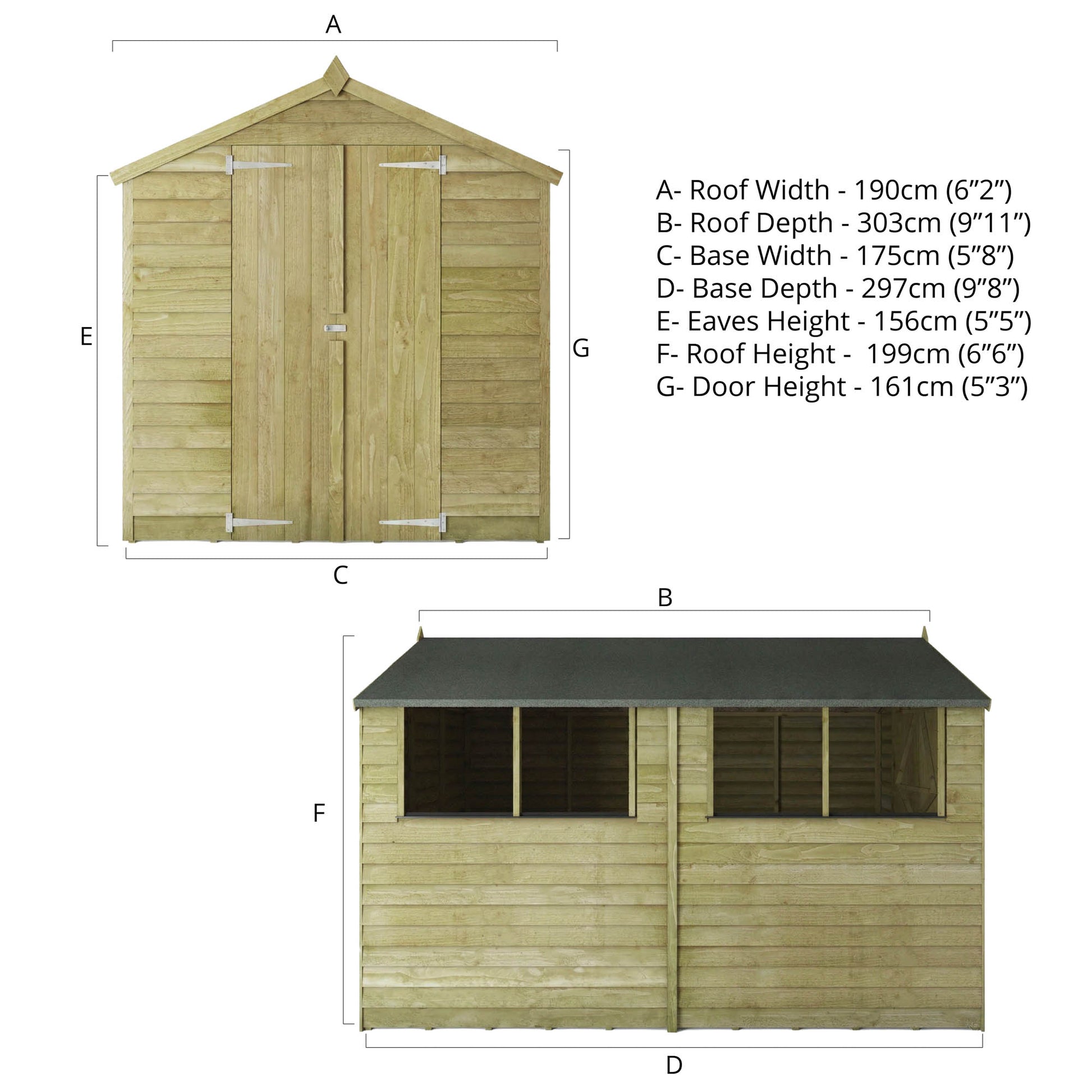 Overlap Apex Shed 10'x6' - Taylors Garden Buildings (view 10)