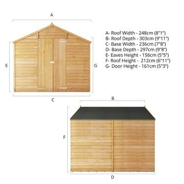 Overlap Apex Shed - Windowless 10'x8'