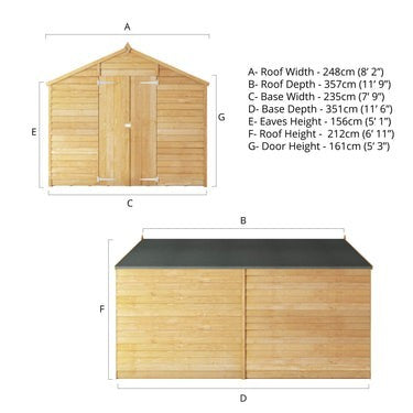 Overlap Apex Shed - Windowless 12'x8'