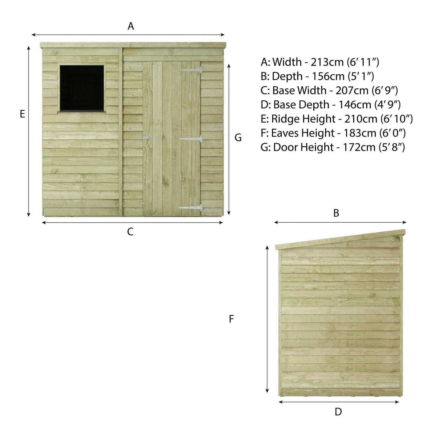 The Overlap Pent Shed 7'x5'