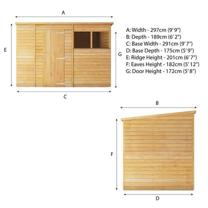 The Overlap Pent Shed 10'x6'