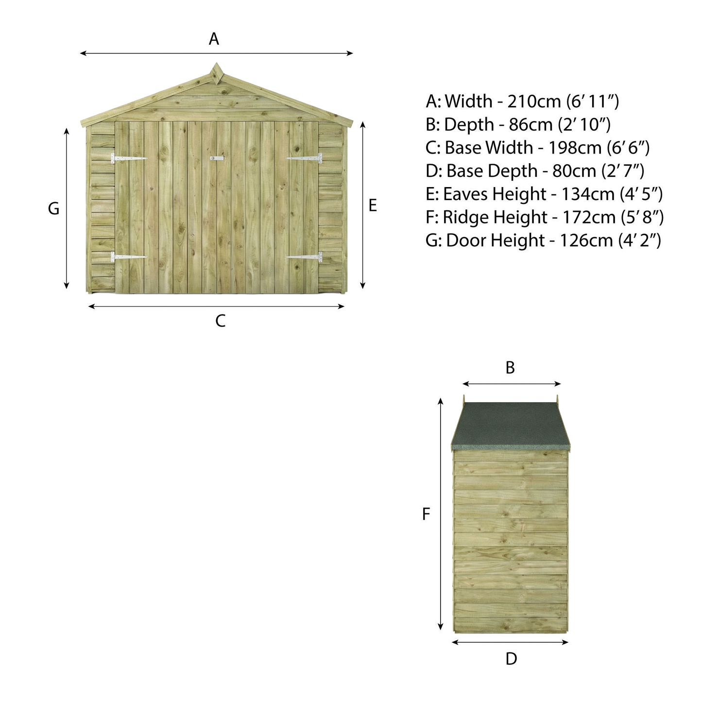 Overlap Bike Store Shed 3'x7'