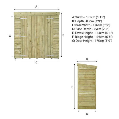 Mercia Pent Overlap Store Shed 6'x2'6"