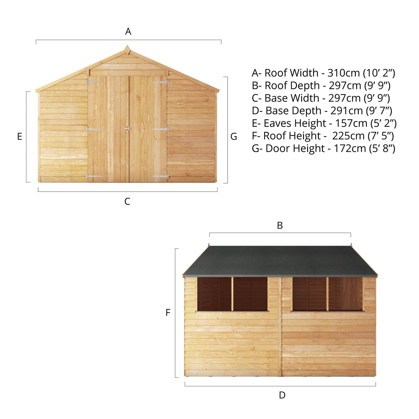 Mercia Overlap Apex Shed 10'x10'