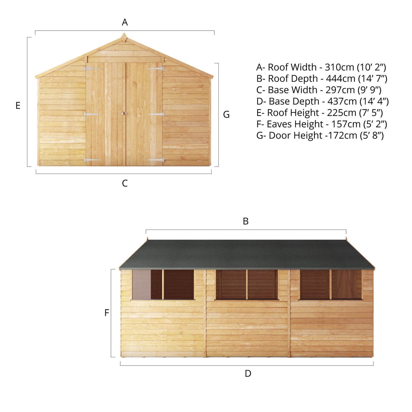 Overlap Apex Shed 15'x10'