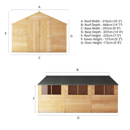 Overlap Apex Shed 15'x10'