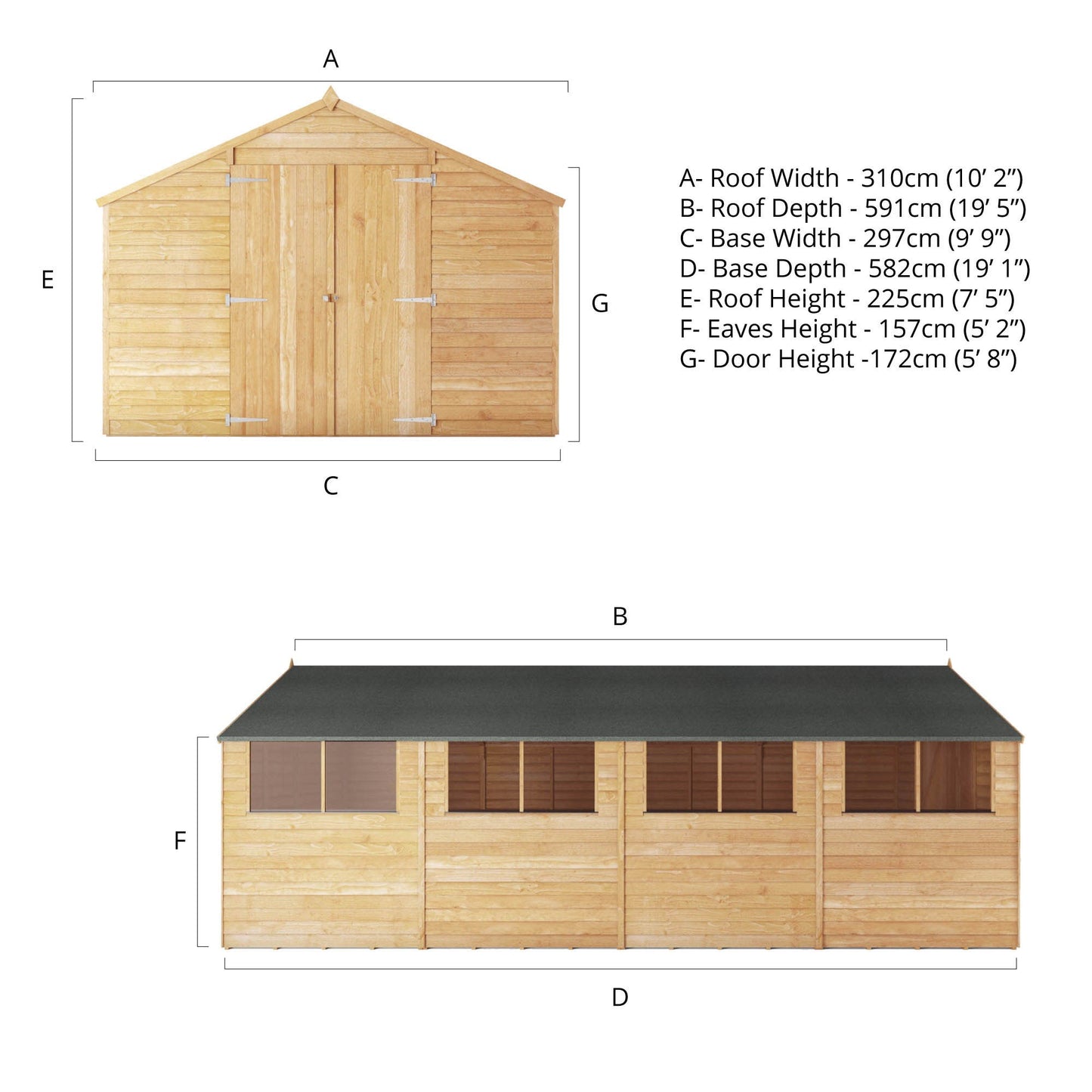 Overlap Apex Shed 20'x10'