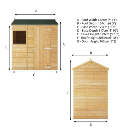 Overlap Reverse Shed Apex 6'x4'