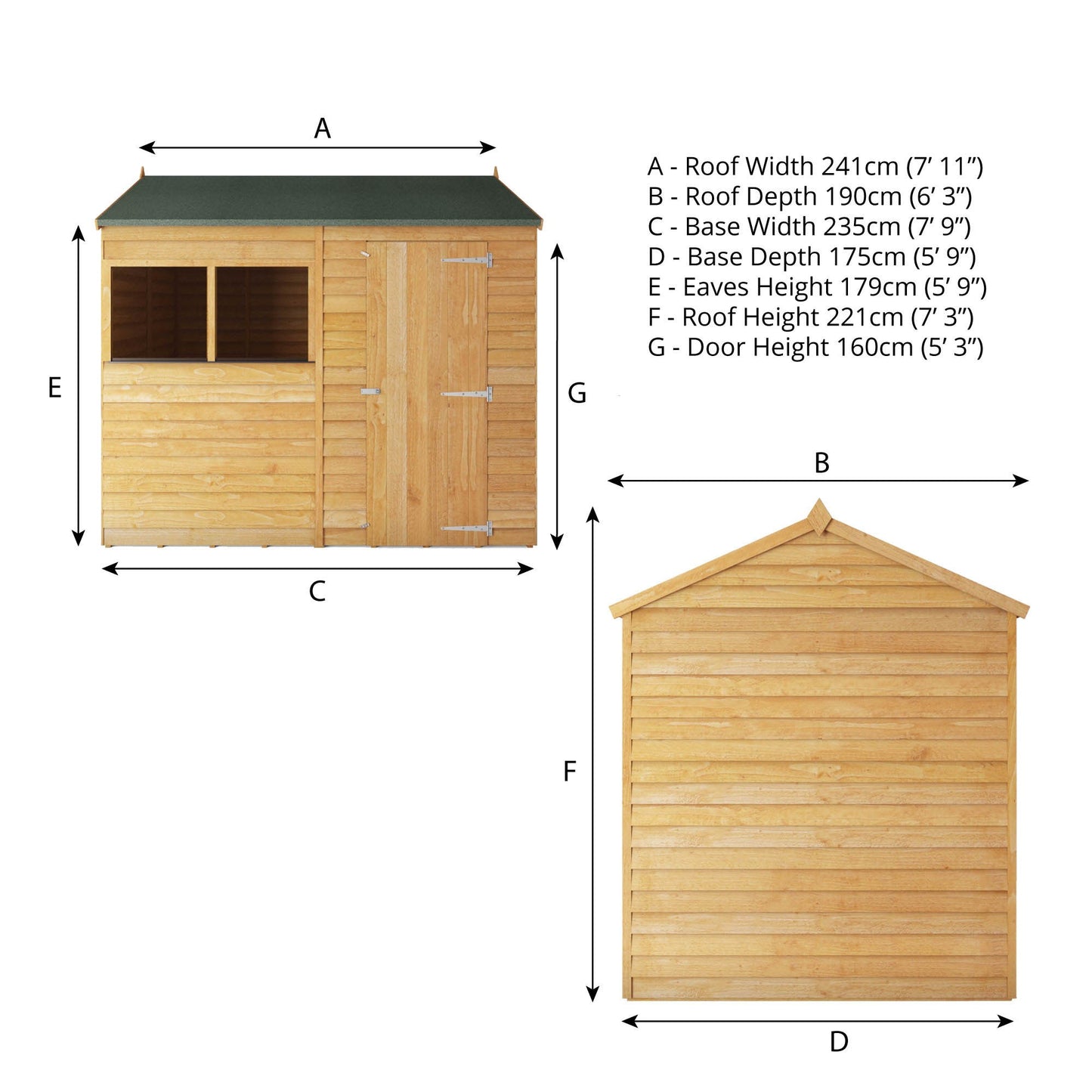 Overlap Reverse Apex Shed 8'x6'